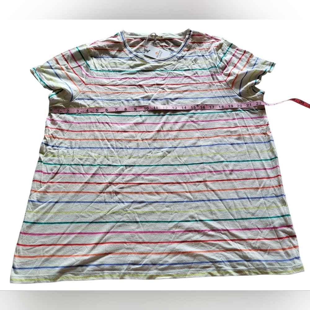 NWT Marine Layer Swing Crew Tee in Rainbow Stripe XL Cotton casual sustainable